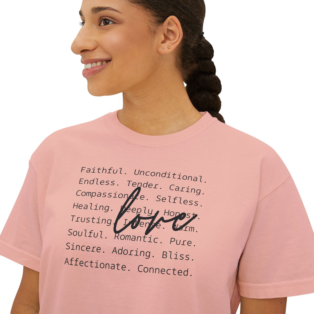 Women's Boxy Love Tee | Affirmation Top, Self-Care Gift, Cozy Casual Wear, Birthday Gift, Positive Vibes
