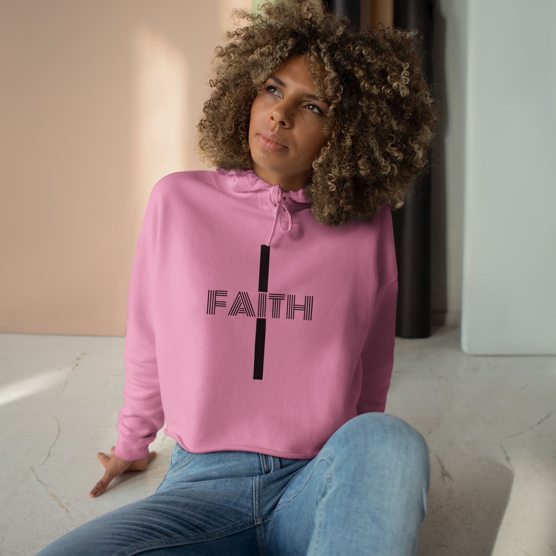 Faith-Inspired Crop Hoodie - Trendy Sportswear, Motivational Apparel, Gift for Her, Inspirational Outfit, Spiritual Vibes