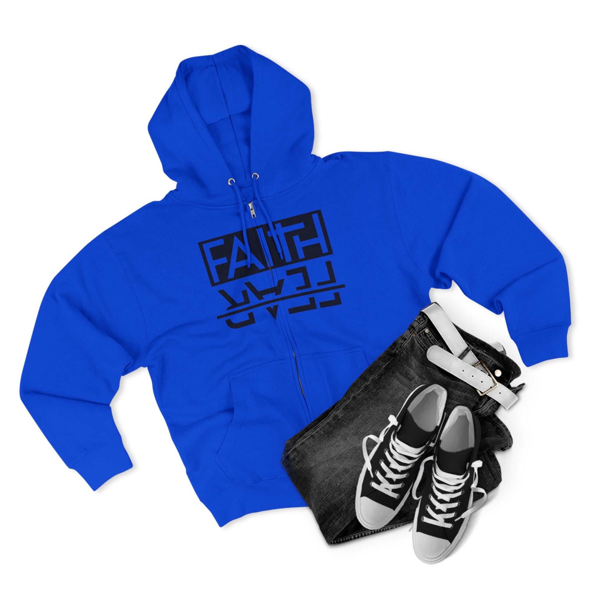 Faith Over Fear, Zip Hoodie, Unisex Hoodie, Cozy Oversized Hoodie, Inspirational Apparel, Versatile Layering Piece, Gift for Motivators, Goat God T-shirt