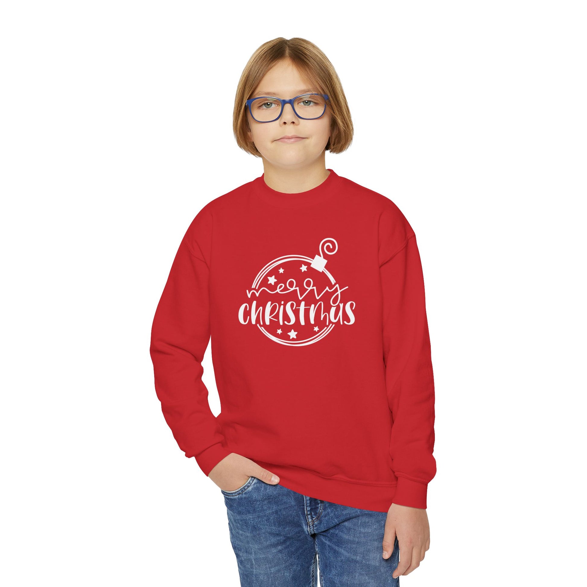 Youth Christmas Sweatshirt - Ornament Merry Christmas