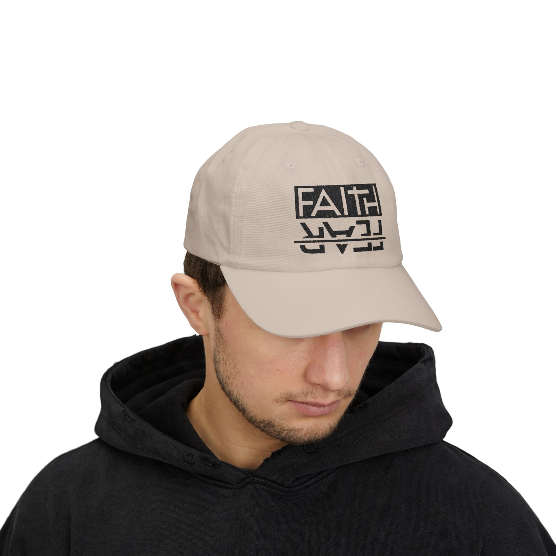 Faith over Fear Cap - Motivational Hat, Adjustable White Cap, Gift for Dad, Inspiring Gift Hat, Everyday Wear