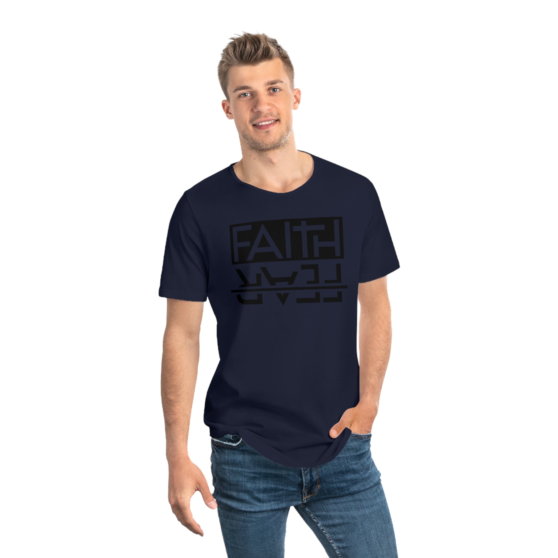 Men's Curved Hem Tee - Stylish Graphic Tee, Faith Over Fear T-shirt, Faith-based tee,  Casual Wear, Trendy Fashion, Streetwear Essential, Gift for Him