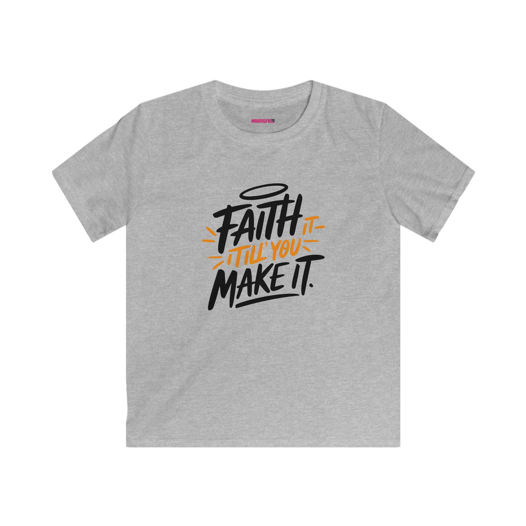 Faith Kids Softstyle Tee, Inspirational T-Shirt, Youth Motivational Shirt, Encouragement Gift for Kids, White Graphic Tee