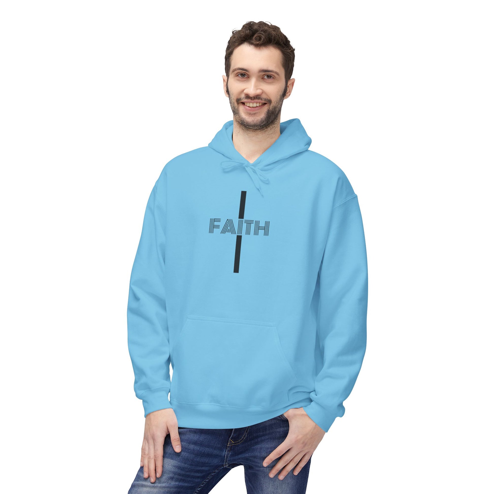 Faith Unisex Midweight Fleece Hoodie, Cozy Casual Wear, Inspirational Gift, Faith-Driven Style, Perfect for Everyday & Holidays