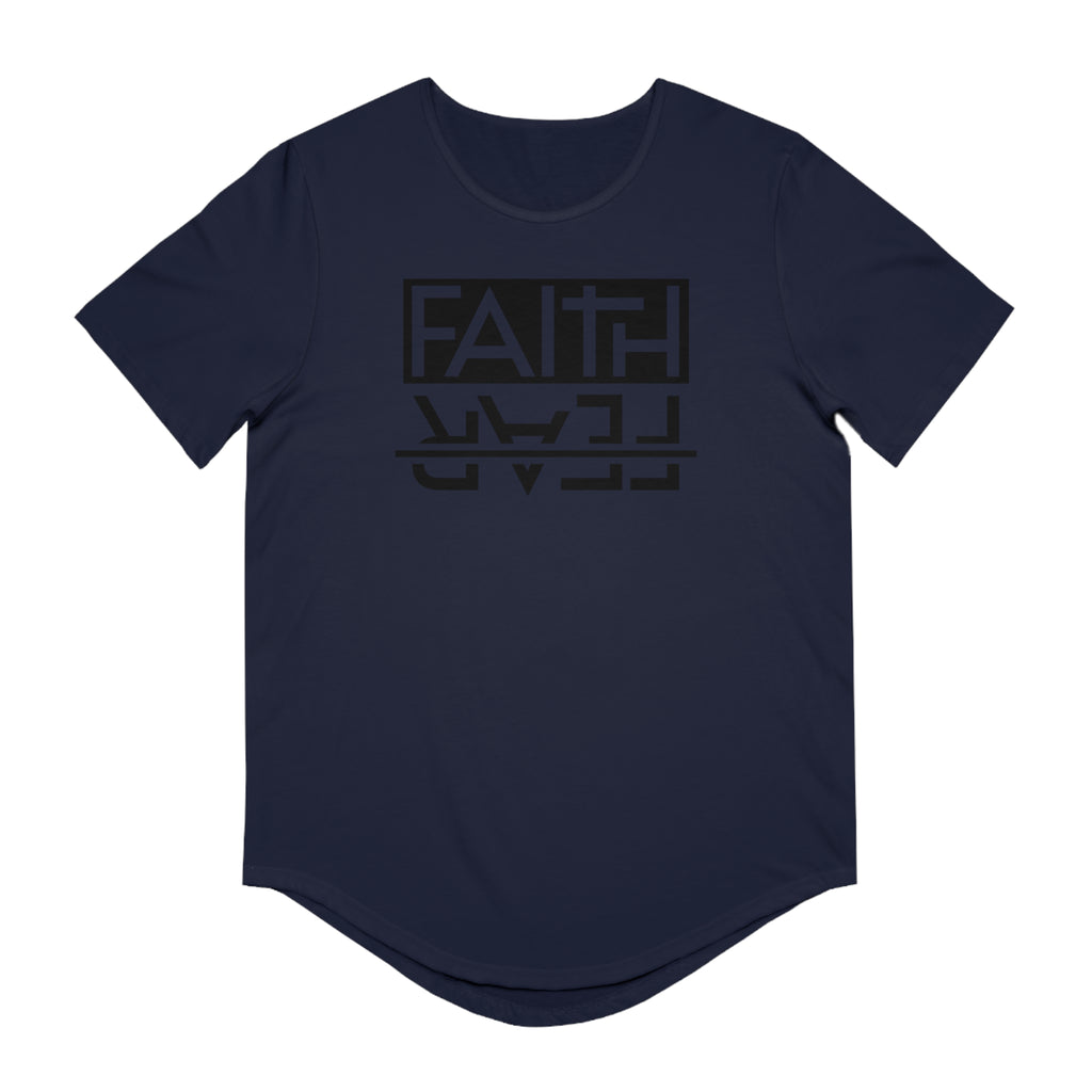 Men's Curved Hem Tee - Stylish Graphic Tee, Faith Over Fear T-shirt, Faith-based tee,  Casual Wear, Trendy Fashion, Streetwear Essential, Gift for Him