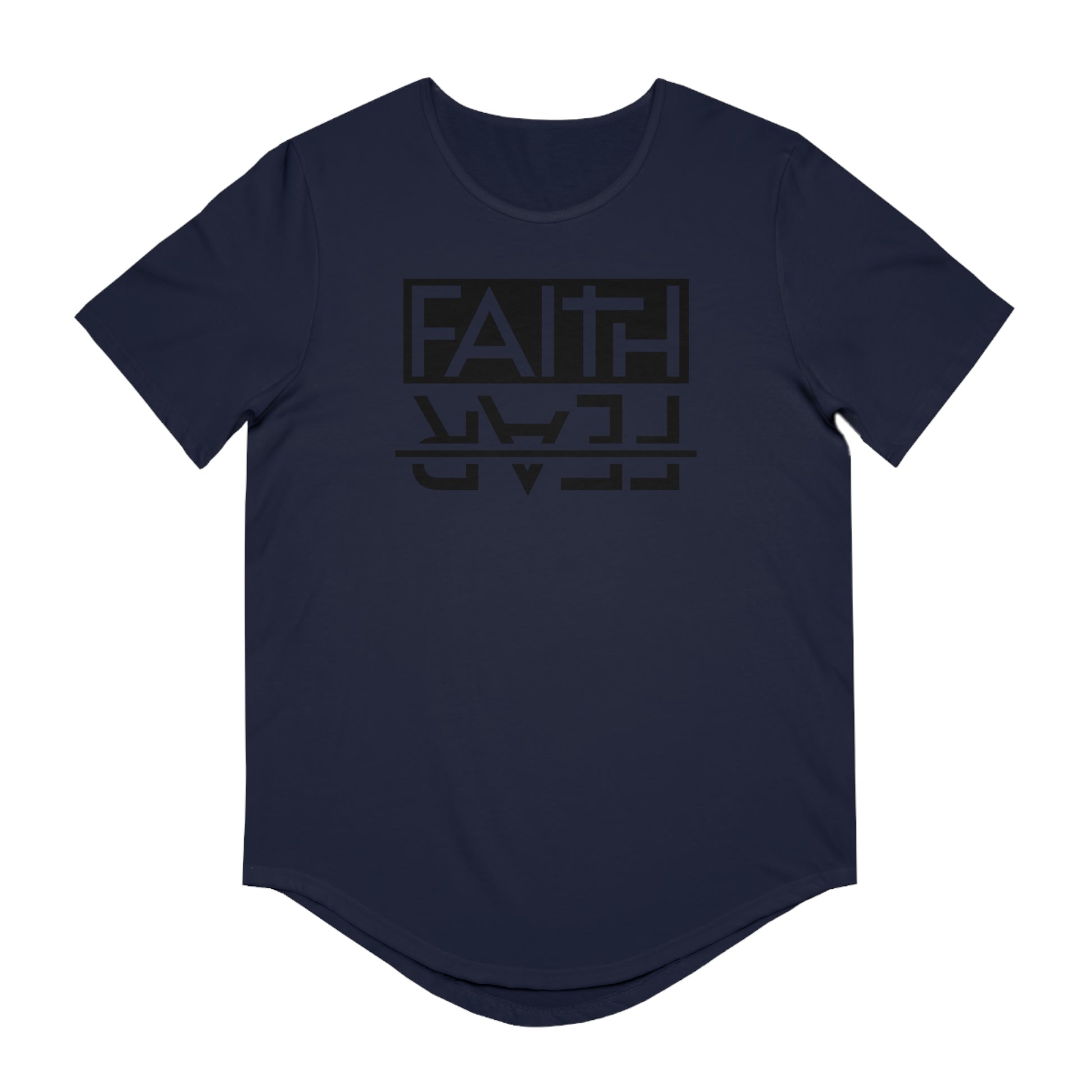 Men's Curved Hem Tee - Stylish Graphic Tee, Faith Over Fear T-shirt, Faith-based tee,  Casual Wear, Trendy Fashion, Streetwear Essential, Gift for Him