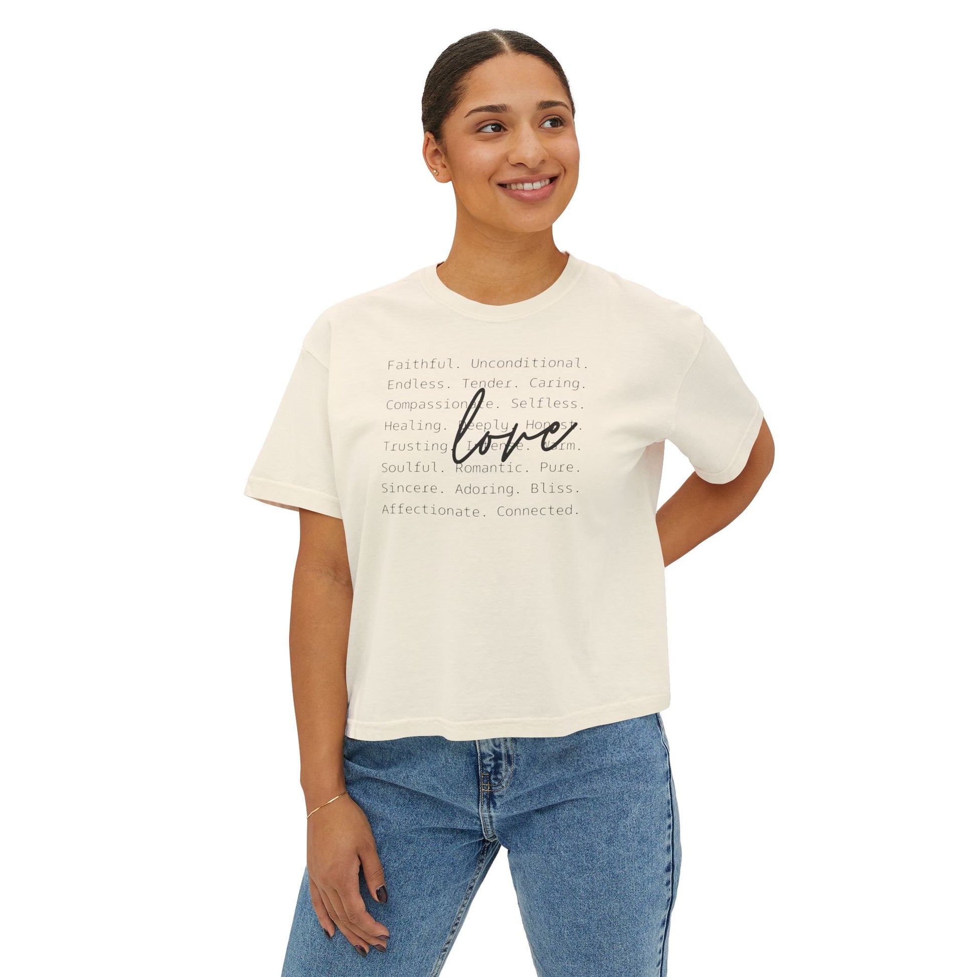 Women's Boxy Love Tee | Affirmation Top, Self-Care Gift, Cozy Casual Wear, Birthday Gift, Positive Vibes