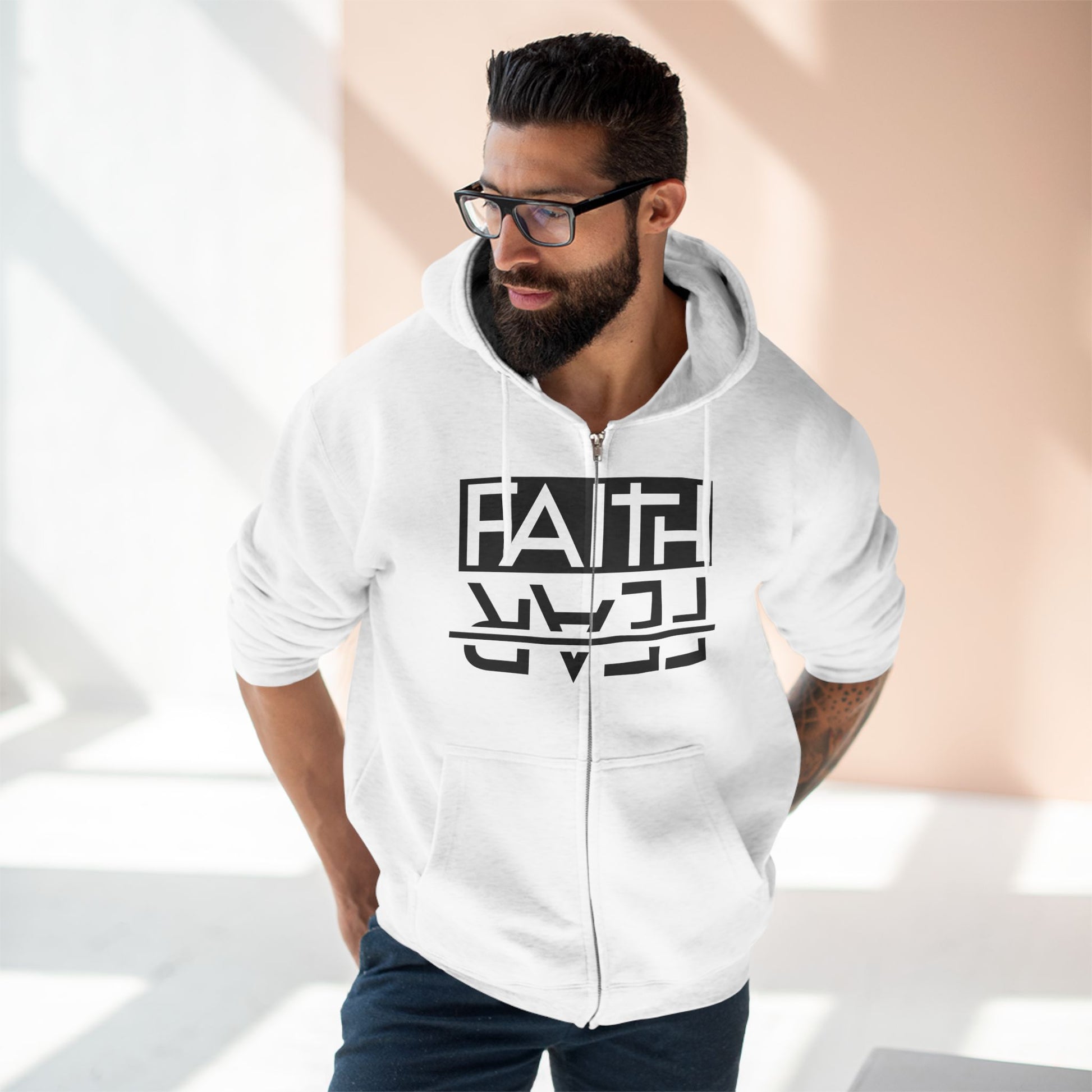 Faith Over Fear, Zip Hoodie, Unisex Hoodie, Cozy Oversized Hoodie, Inspirational Apparel, Versatile Layering Piece, Gift for Motivators, Goat God T-shirt