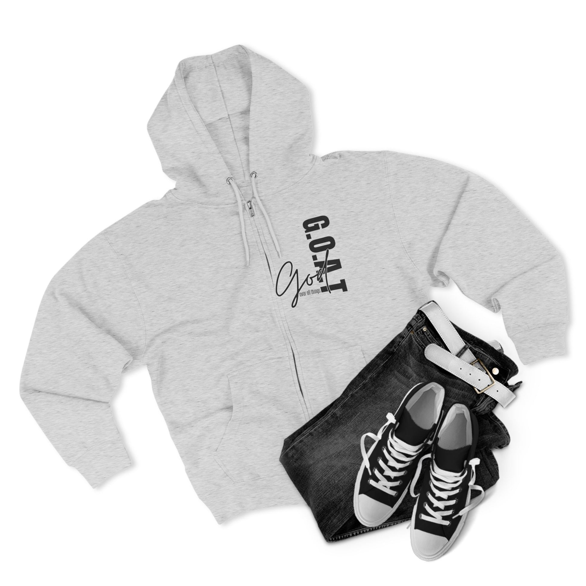 Zip Hoodie, Unisex Hoodie, Cozy Oversized Hoodie, Inspirational Apparel, Versatile Layering Piece, Gift for Motivators, Goat God T-shirt