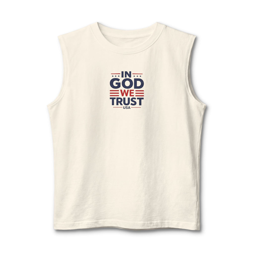 Patriotic 'In God We Trust' USA Tank Top — American Flag Muscle Tee