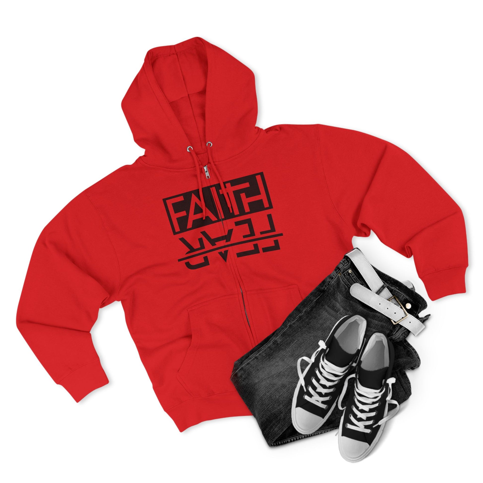Faith Over Fear, Zip Hoodie, Unisex Hoodie, Cozy Oversized Hoodie, Inspirational Apparel, Versatile Layering Piece, Gift for Motivators, Goat God T-shirt
