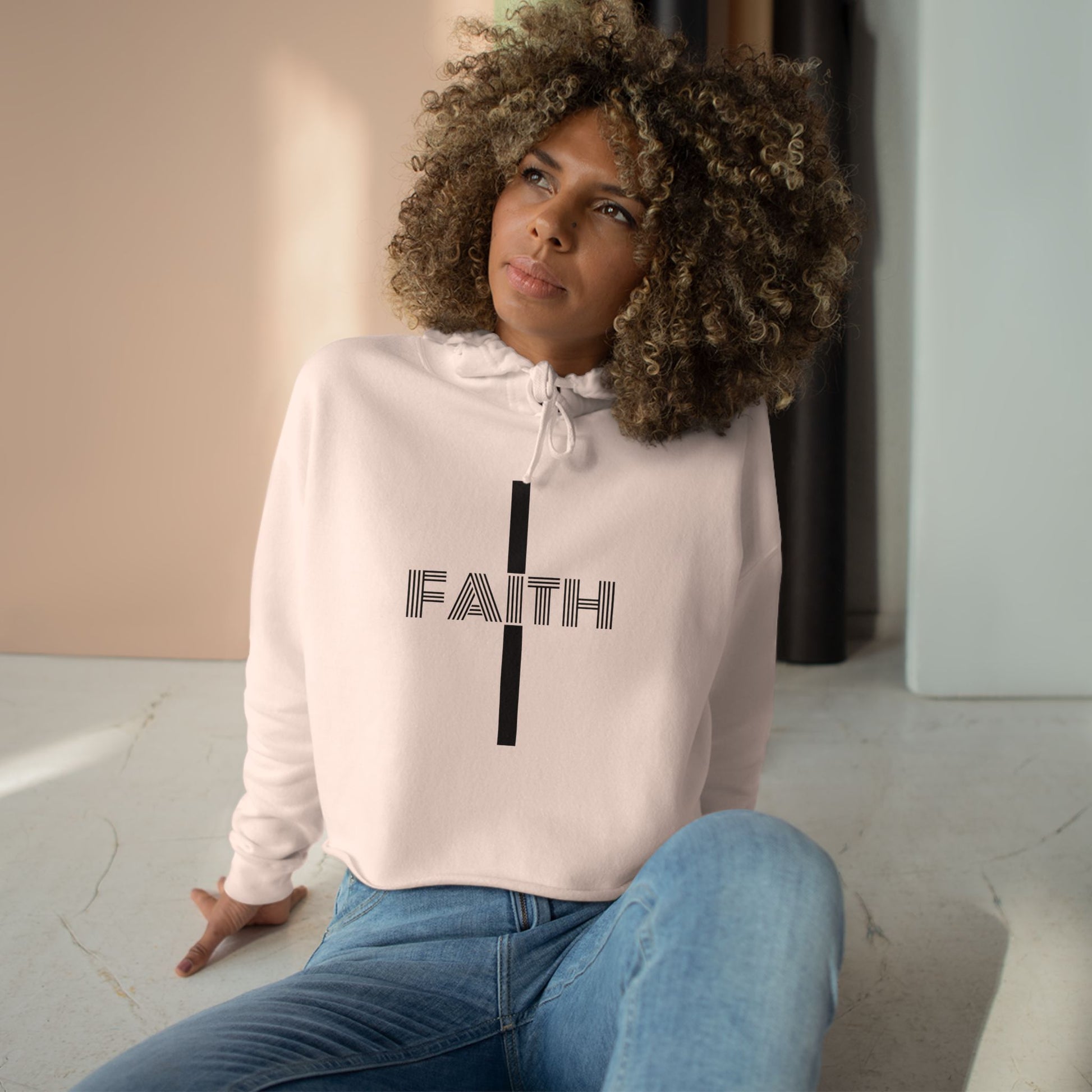 Faith-Inspired Crop Hoodie - Trendy Sportswear, Motivational Apparel, Gift for Her, Inspirational Outfit, Spiritual Vibes